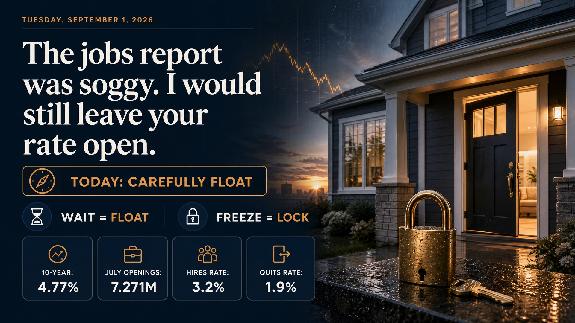 The jobs report was soggy. I would still leave your rate open.
